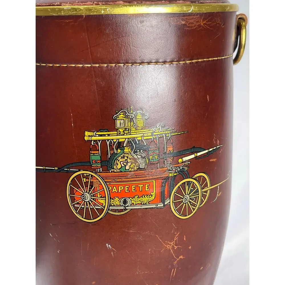 Vintage Loyal Papeete Leather Ice Bucket Reproduction of Fire Bucket 18